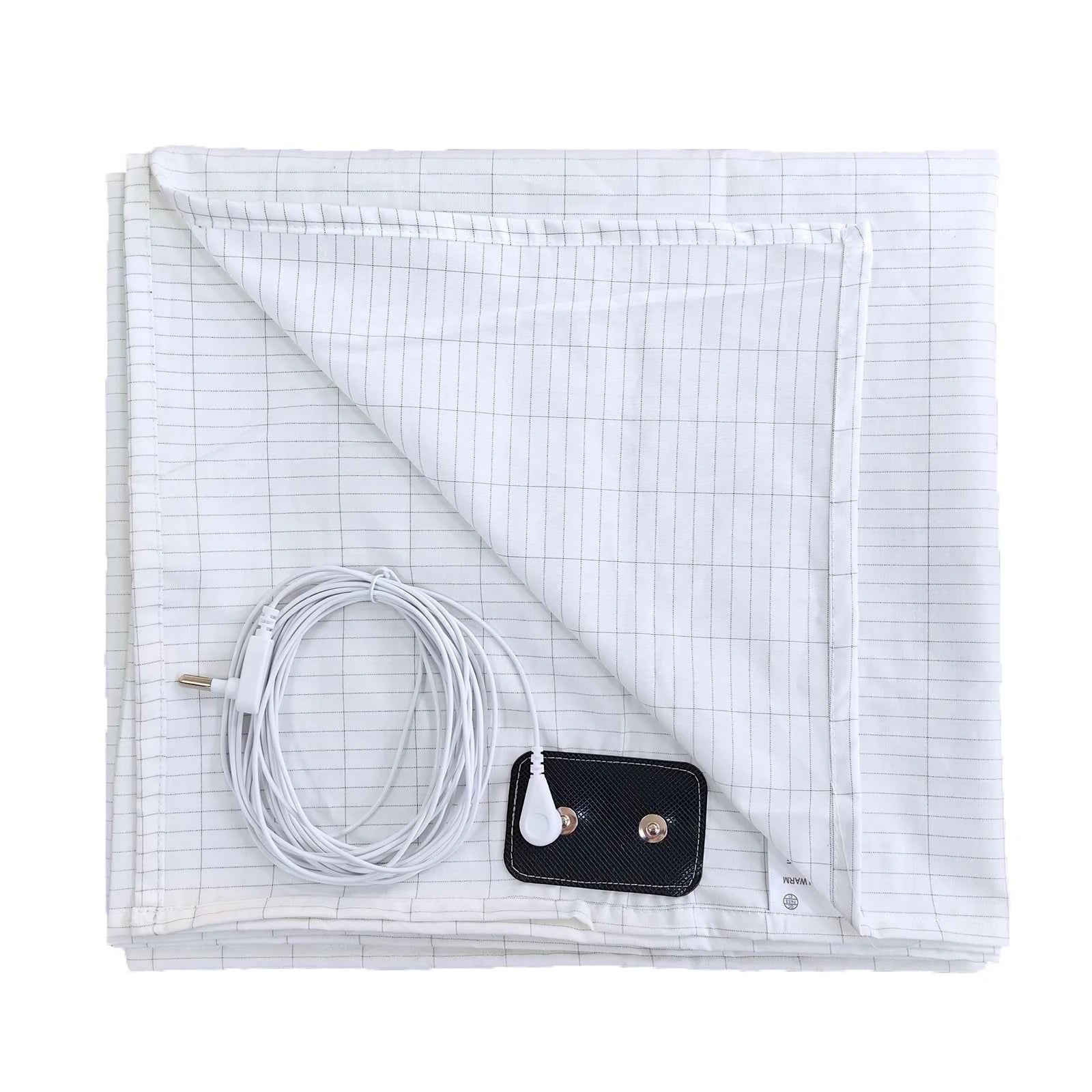 Conductive Silver Fiber Flat Bedsheet with Earthing Cord Antistatic Health Protection Sheet Grounded Improvement Sleep