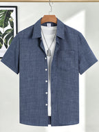 Men's Casual Linen Short Sleeve Shirts Drip Outfits Man Outfit Set Designer Cheap Clothing Summer Tops For Man