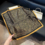 Elegant Nordic Style All Seasons Scarf Faux Silk Large Square Shawl Simple Chic Decorative Wrap For Teens