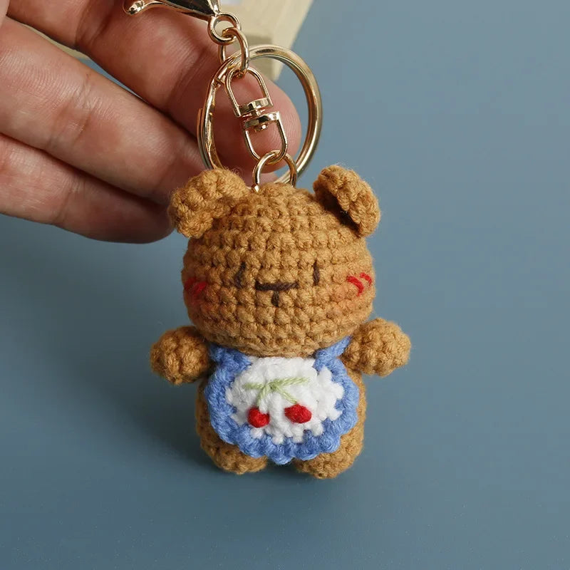 Cute Couple Bear Crochet Keychain Animal Bag Charm
