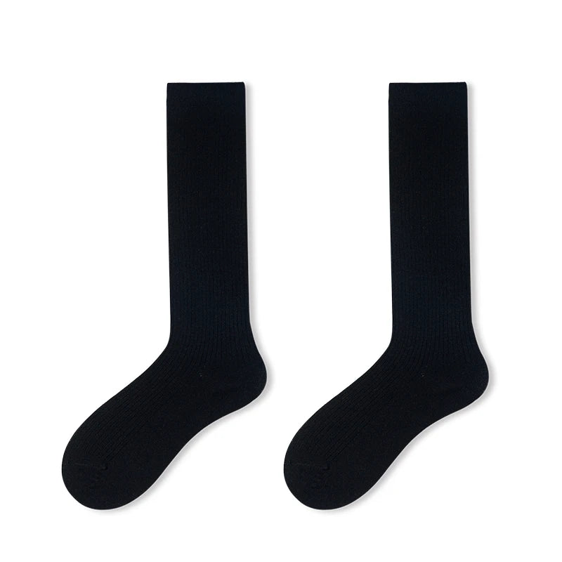 100% Merino Wool Ladies Stockings Fashion Solid Color Knitted Pile Socks Fashion Padded Warm Leggings Women's New 2025