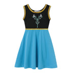 Children's Casual Dress for Girls Mermaid Rapunzel Dress One-Shoulder Sling Short Sleeve Princess Costume Summer Casual Vest