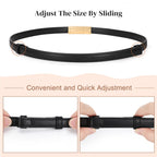 Genuine Leather Women Belt Fashion Golden Lock Buckle Skinny Ladies Waist Belts Dress Jeans Sweater Everyday Casual Outfits