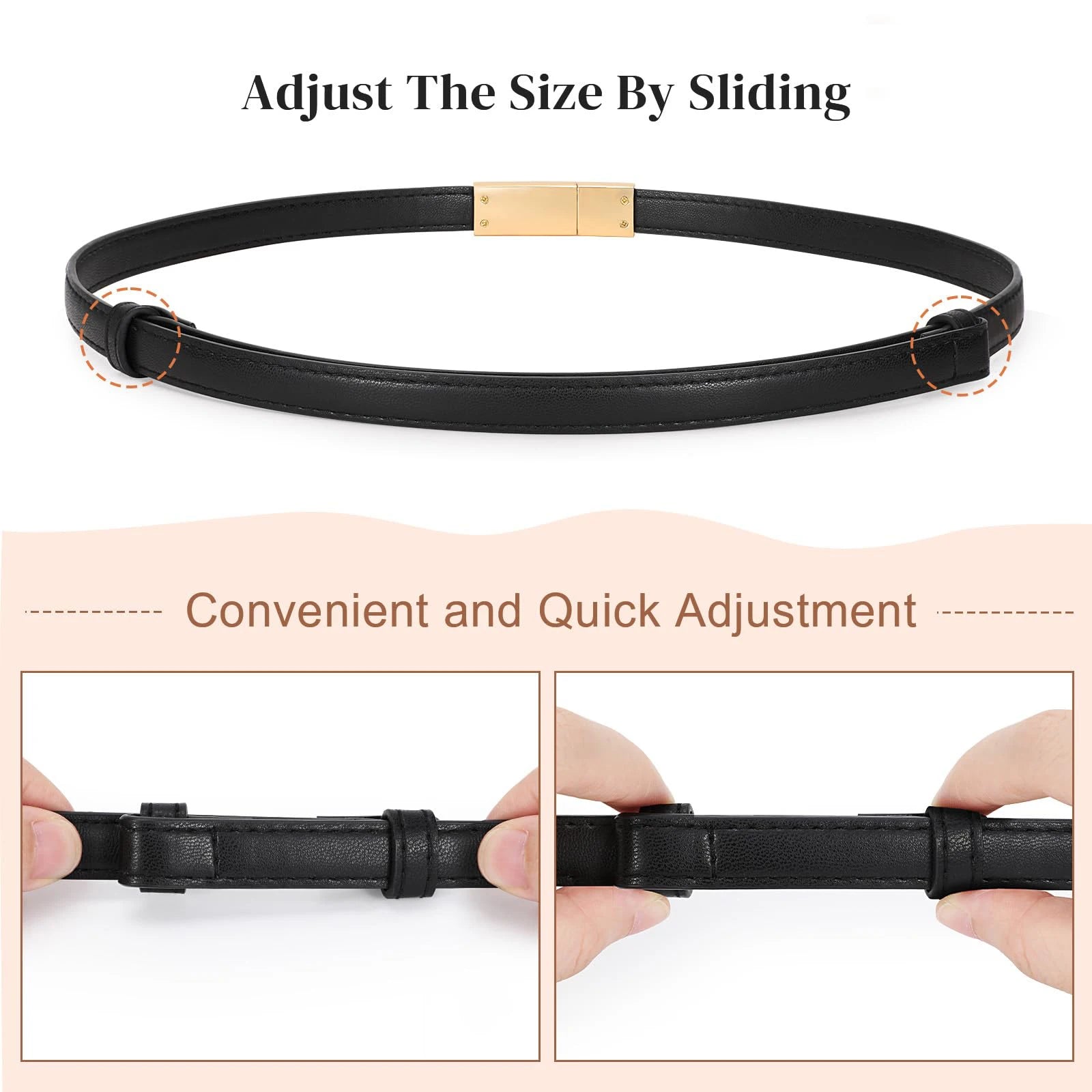 Genuine Leather Women Belt Fashion Golden Lock Buckle Skinny Ladies Waist Belts Dress Jeans Sweater Everyday Casual Outfits