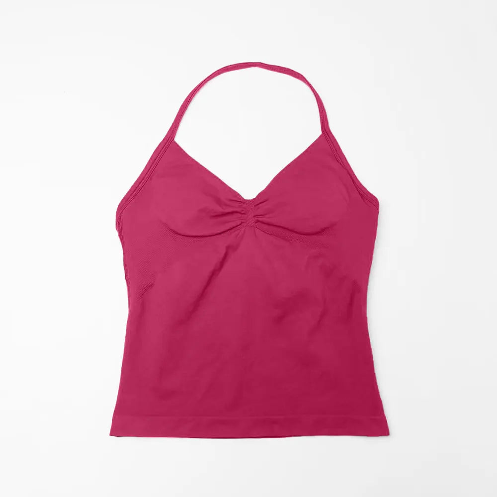 NCLAGEN Longline Strappy Top Sports Yoga Vest Women's Fitness Tank Top Gym Beautiful Open Back Bra Running Workout Halter