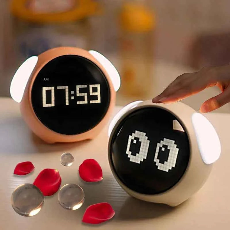 Child Alarm clock Digital Emotion Table Clock WIth Light Wireless Smart Bedside Cute Cartoon Alarm Clock For Kids