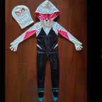 Girls Gwen Superhero Bodysuit Halloween Cosplay Masks Jumpsuit Kids Purple Cape Dress Up Kids Masks Dress Up Gift