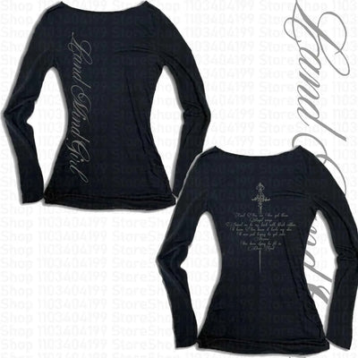Y2k Aesthetics Crop Tops Graphic Printed T Shirt Fairycore Grunge Clothes Korean Fashion Harajuku Gothic Streetwear Long Sleeves
