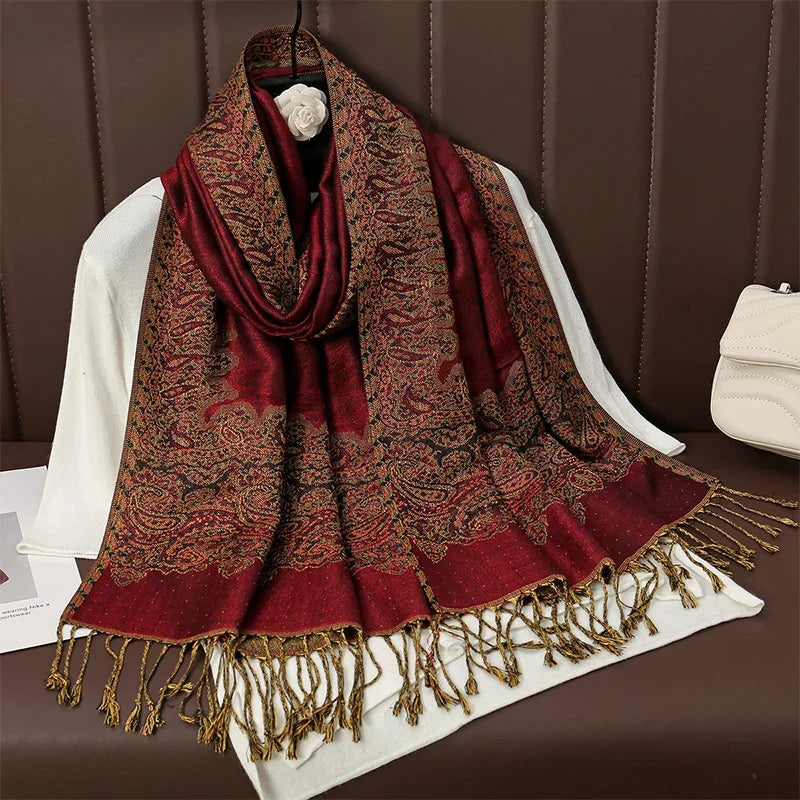 2025 new ethnic style retro shawl cashew flower geometric scarf cloak tassel scarf multi-color variety options available