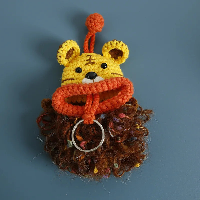 Funny Fruit Sausage Mouth Crochet Keychain Key Holder