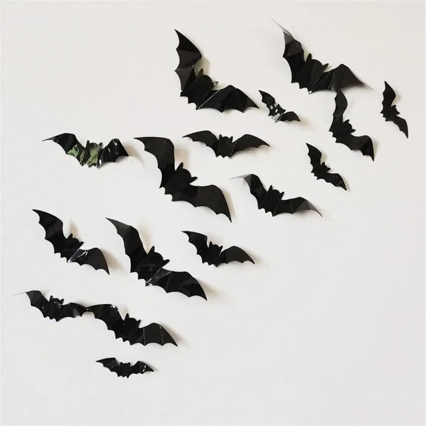Halloween 3D Black Bat Wall Stickers – Removable Spooky Wall Decor