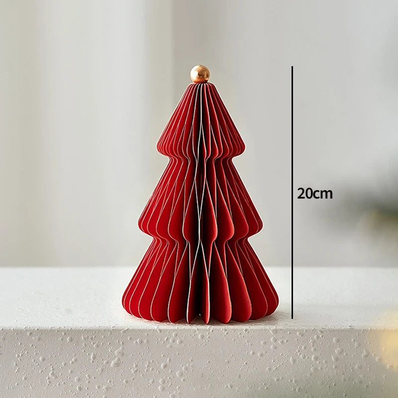 Paper Christmas Tree Ornaments 3D Honeycomb Christmas Tree Decorations Folded Paper 2026 Xmas New Year Desktop Arrangement Decor
