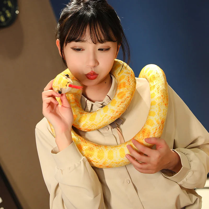 Artificial Python Plush Toy Long Snake Yellow Orange Green Python Plush Toy Decorate The House Holiday Decorations