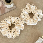 1/3PCS Polka Dot Satin Scrunchies – Large Ruffled Hair Bands for Women, Black & White Elegant Hair Ties