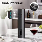 Rechargeable Electric Wine Opener with Foil Cutter, Wine Pourer & Vacuum Stopper USB-C Charging Compact Design for Home Kitchen