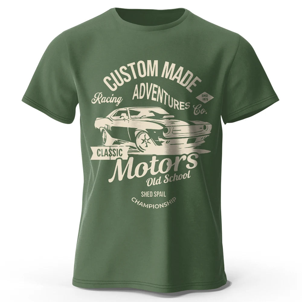 Men's Vintage Motors Graphic T-Shirt – Oversized Cotton Streetwear Tee