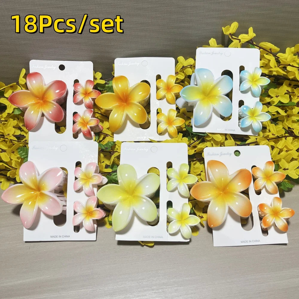 3Pcs/18Pcs Egg Flower Hair Clips Gradient Candy Color Flowers Suitable for Daily Backcombed Ponytail Shark Clip Hair Accessories