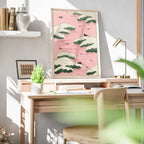 Japanese Koi Fish Flowers Trees Pink Aesthetic Snake Poster Canvas Painting Print Mid Century Art Coffee House Bar Room Decor