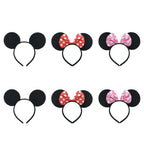3/6/12pcs/lot Girls Mouse Ears Solid Bow Ears Headband for Birthday Party Supplies and Mouse Themed Costume Cosplay Decoration