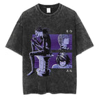 Harajuku Vintage Washed T Shirts Death Note Anime Graphic Printing T Shirt Oversize Cotton Fashion Streetwear Unisex Top Tee
