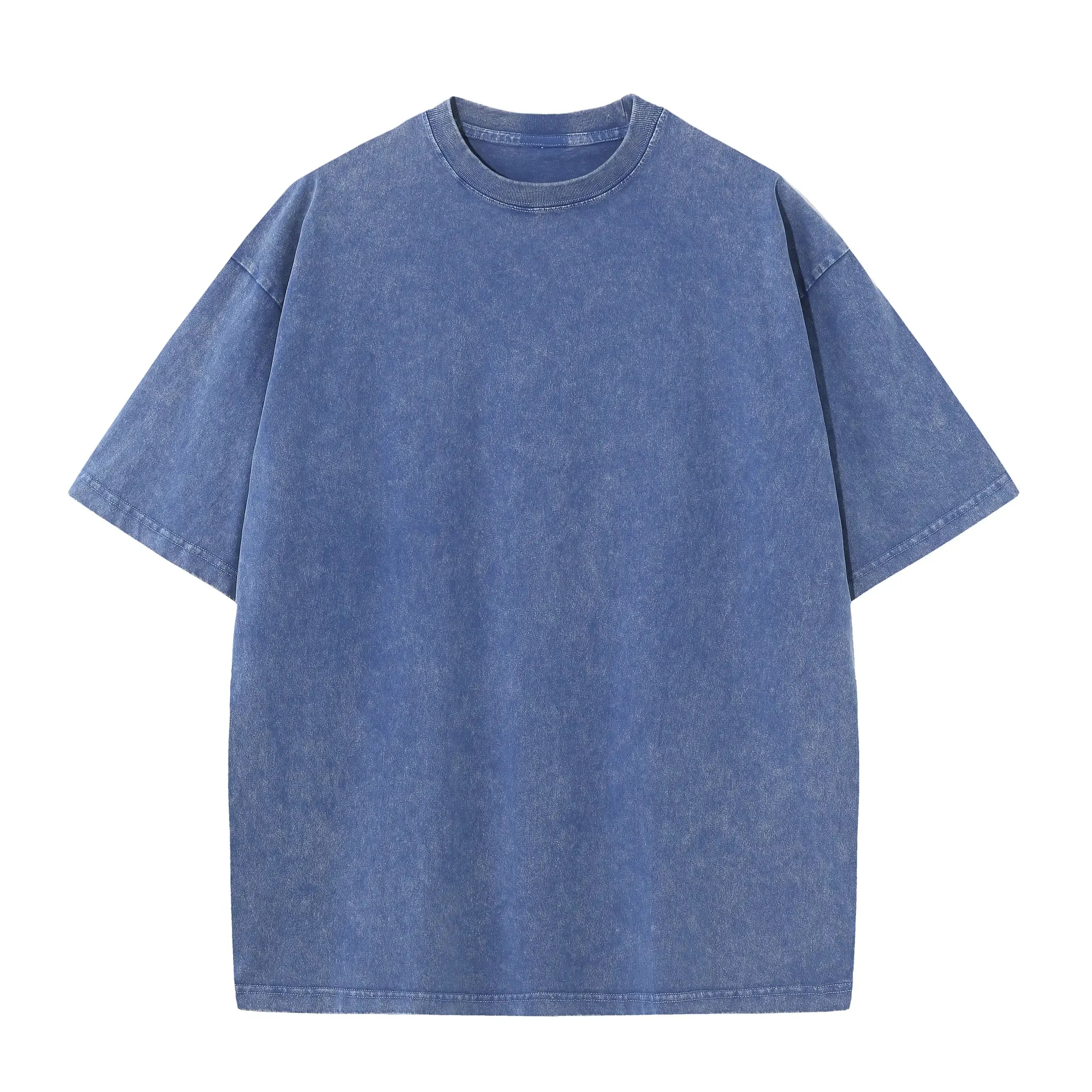 230G Cotton American Large Size T Shirts Men Summer Vintage Clothes Washed Tees Casual Short Sleeve Basic Male Tops