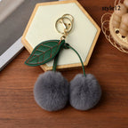 Cute Fluffy Cherry Fur Ball Keychain Bag Pendant Charm