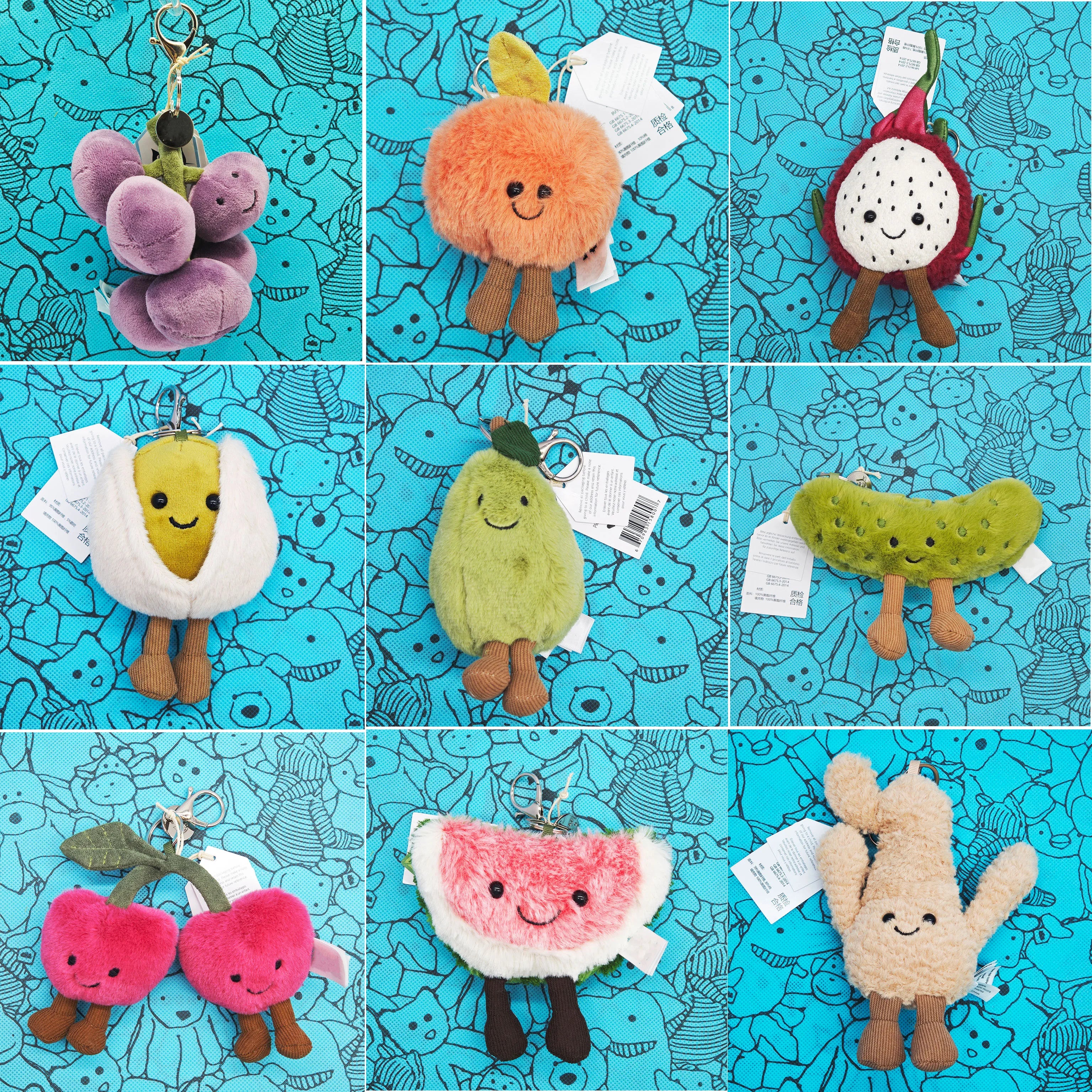2026 New JC Fun Bestselling Fruit Plush Toy Pendant-Grape Avocado Pear Dragon Fruit Plush Toy-Home Decor Children's Gift