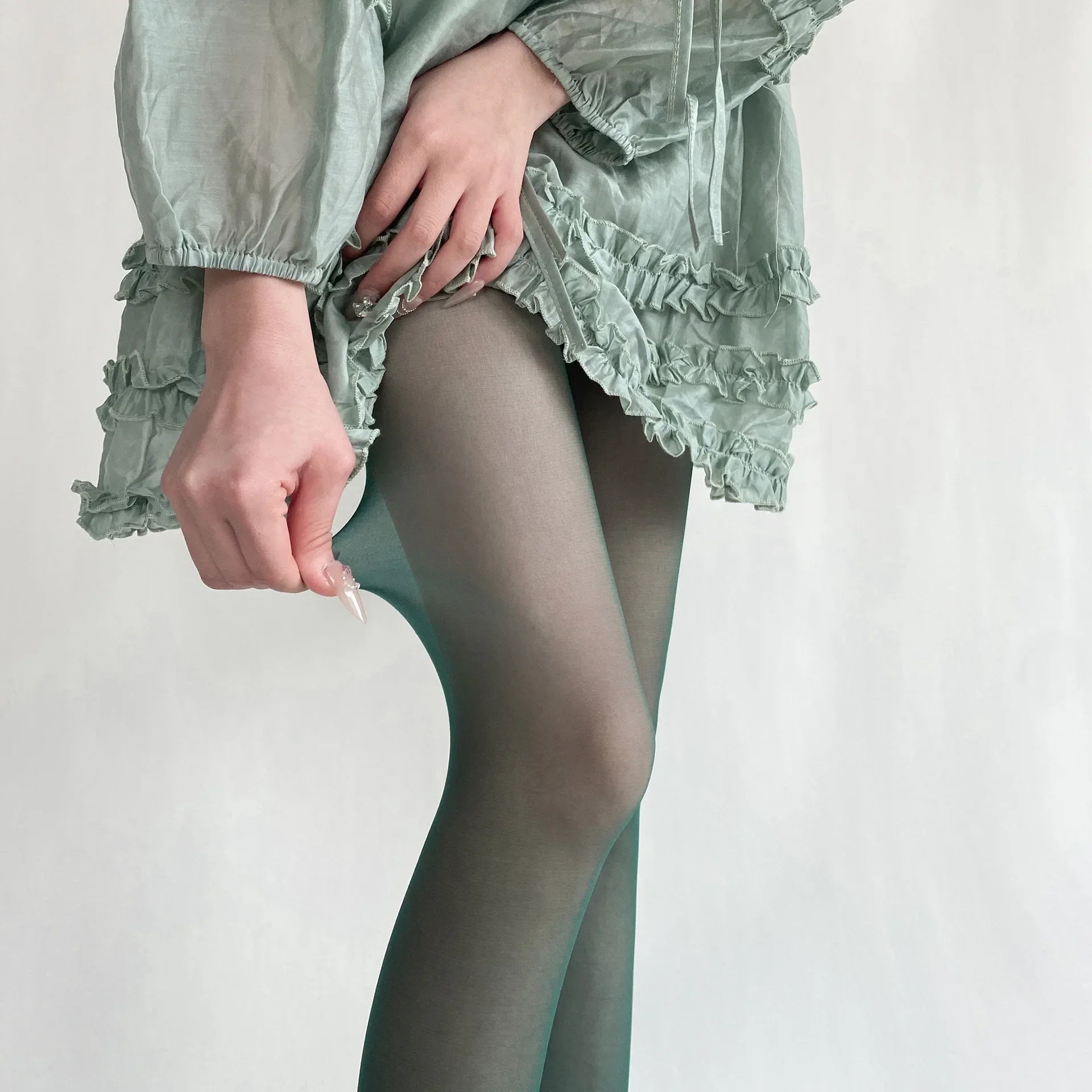 Blue Green Ultra-thin Nylon Thigh High Stockings Pantyhoses Women Sexy Women Tights Velvet Sexy Lingeries Hosiery Body Stockings