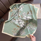 2025 Silk Shawl Print Headscarf Cat Hair Wrap Neckerchief Female Satin Square Scarf For Women Headband Foulard Hijab Bandana