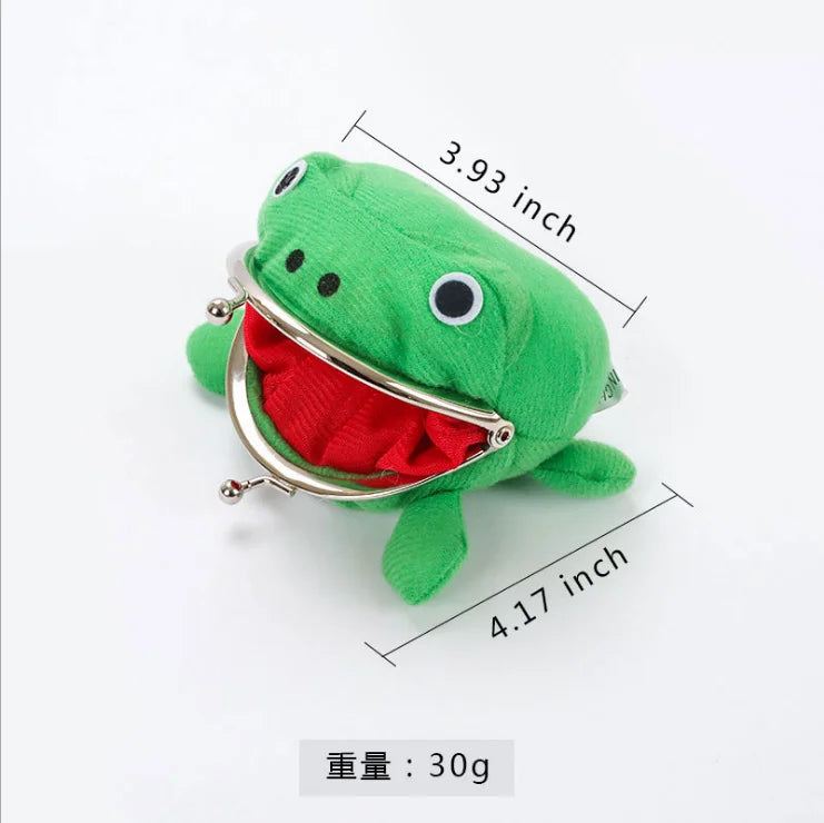20Pcs/Lot Frog Wallet Coin Purse Keychain Cartoon Flannel Wallet Plush Frog Toy Kid Prize Jewelry Wholesale