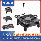 5V USB Router Fan 80mm 92mm 120mm 140mm DIY TV Box Ball/Sleeve Cooler & Protective Net Desktop Cooling Fan