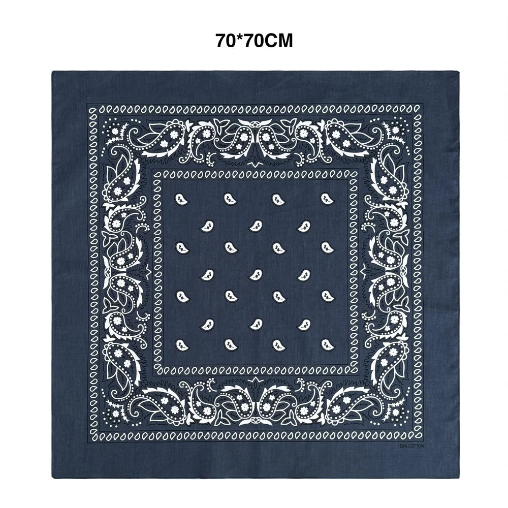 70CM Oversized Hip Hop Amoeba Cashew Cotton Square Bandana Scarf Headband Black Paisley Gifts For Men/Boys/Girls