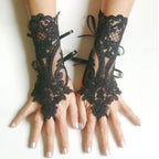 New Women Wedding Fingerless Gloves Lace White Black High Quality Wedding Gloves Mittens Accessory Girl Party Sexy Gloves Guante