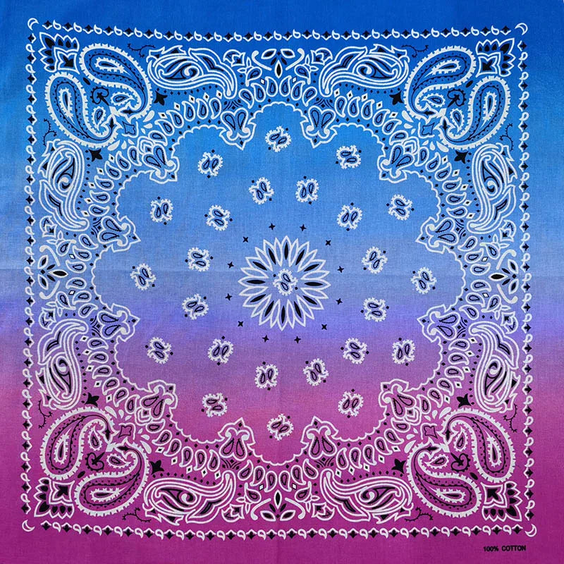 New Fashion Hip Hop 100% Cotton Bandana Square Scarf Gradient Color Paisley Headband Printed For Women/Men/Boys/Girls