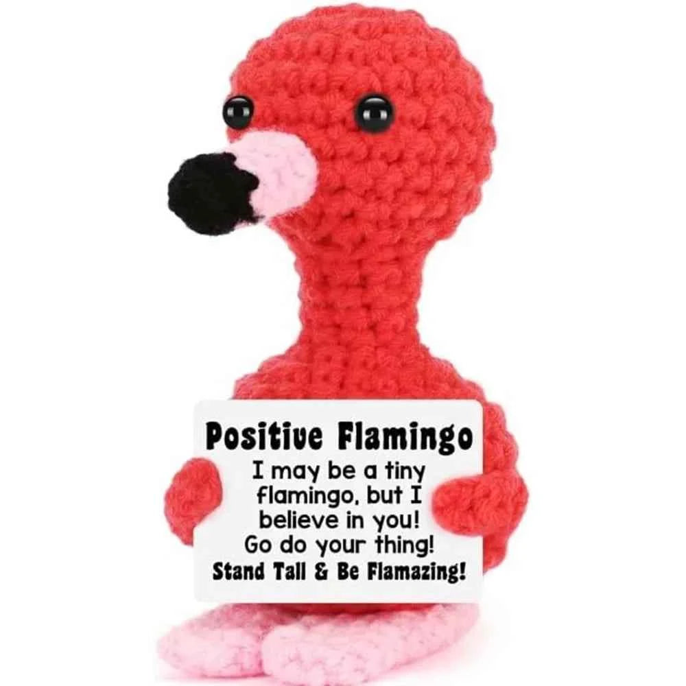 Funny Crochet Positive Inspirational Emotional Support Owl Doll Home Room Decoration Handmade Knitted Owl Desktop Ornament Gift