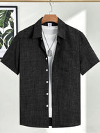 Men's Casual Linen Short Sleeve Shirts Drip Outfits Man Outfit Set Designer Cheap Clothing Summer Tops For Man