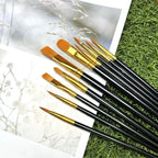 10 pcs set multi-functional watercolor brush pearlescent blue plastic rod multi-color nylon hair hook line gouache oil brush