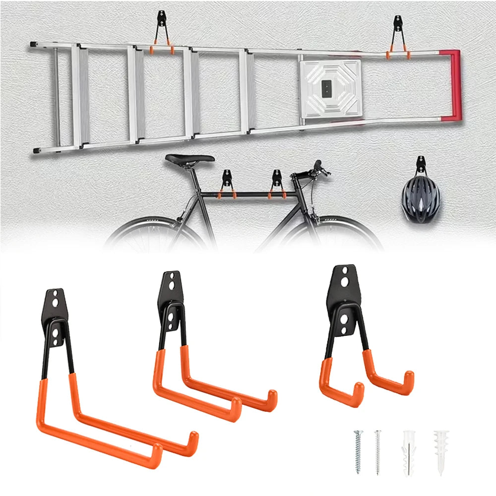 Heavy Duty Wall Mount Metal Hook Garage Organizer Bicycle Ladder Hanger Anti Slip Storage Hook For Garden Tools Home Workshop