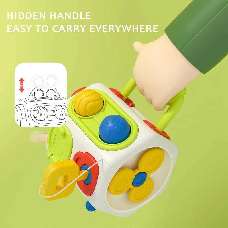 Montessori Busy Cube For Toddlers Baby Learning Educational Toys Gifts 0-3 Year Old Fidget Busy Board Sensory Travel Toys