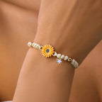 Simple Sunflower Bracelets for Women Handmade Braided Fashion Colorful Daisy Adjustable Bangle Friendship Good Luck Jewelry Gift