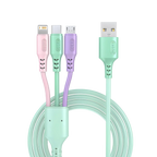 3 In 1 Fast Charging Cable For iPhone15 14 13 12 11 X Pro Max Micro USB Type-C Phone Charger USBC Data Cable