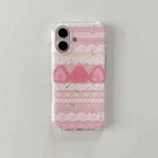 Cream Strawberry Cake Lace Bowknot Phone Case For iPhone 17 Air 16 ProMax 15 14 Plus 13 12 11 Pro Shockproof Silicone Back Cover