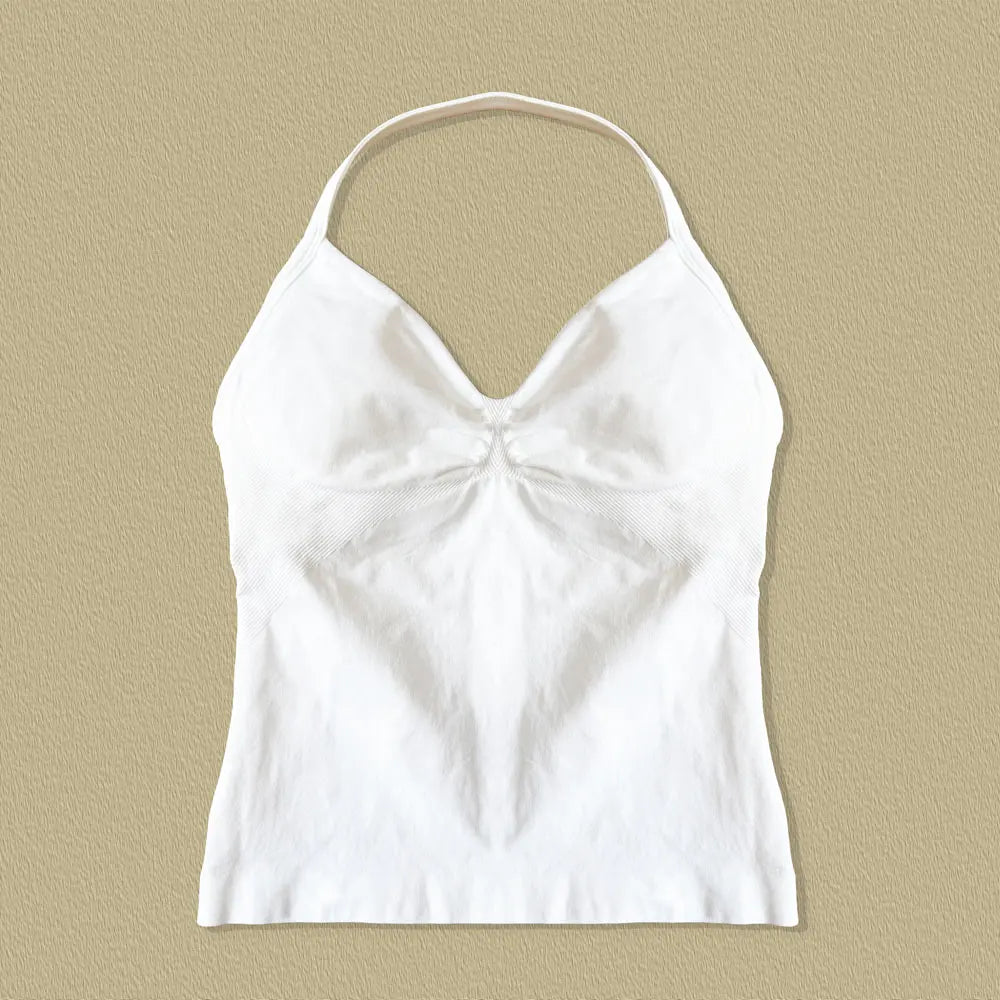 NCLAGEN Longline Strappy Top Sports Yoga Vest Women's Fitness Tank Top Gym Beautiful Open Back Bra Running Workout Halter