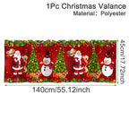 Christmas Short Curtains Valances Merry Christmas Decorations For Home 2026 Xmas Navidad Kitchen Bedroom Ornaments New Year 2027