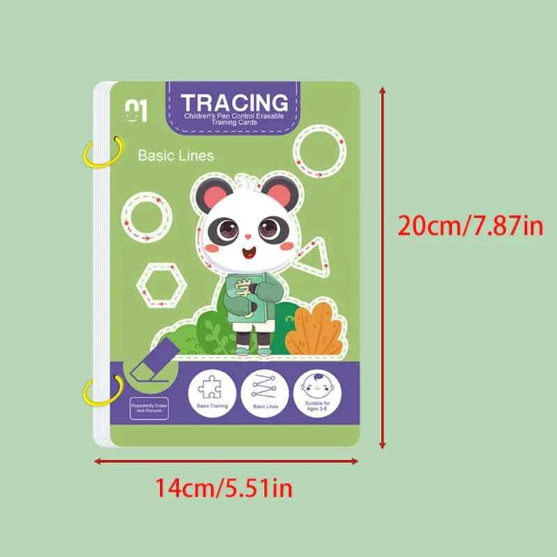 34-Page Reusable Children's Practice Book Set with Erasable Pen - Early Learning of Writing and Drawing Skills, Educational Books for Pen Control Training, Innovative Learning - Perfect Choice for Christmas and Birthday Gifts