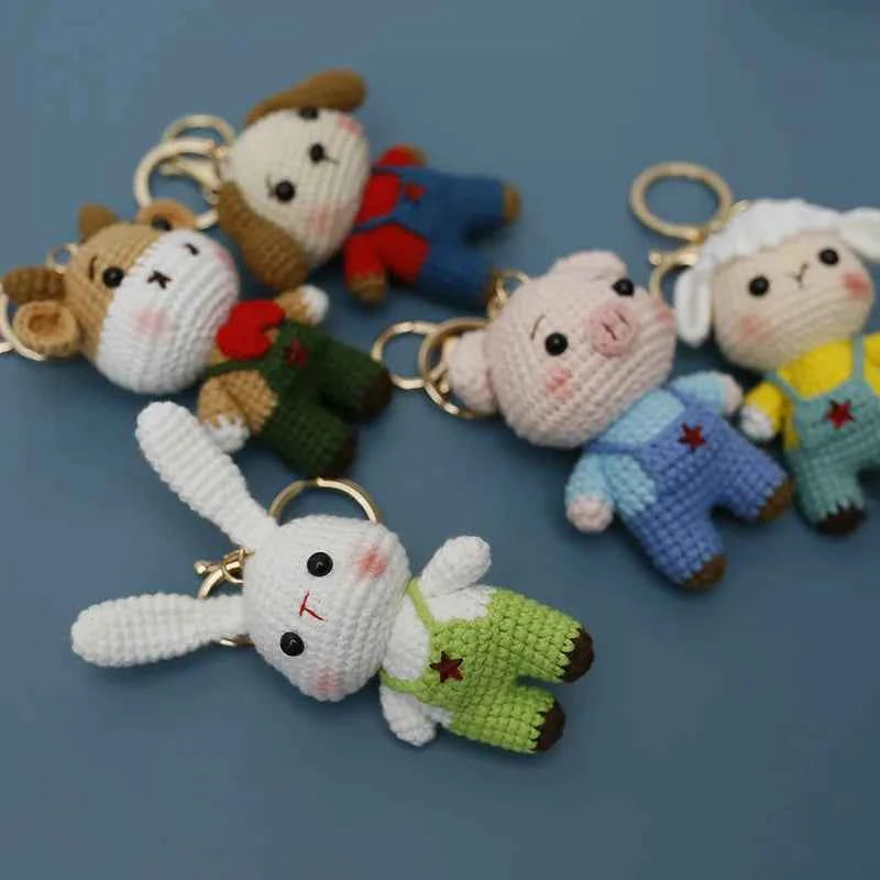 Cute Puppy Crochet Keychain Handmade Dog Bag Charm