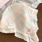 Korean Lace Bow Retro Triangular Scarf Solid Color Headscarf Trend Elegant Headwear for Women Girl Y2K Jewelry 2024 INS Bandana