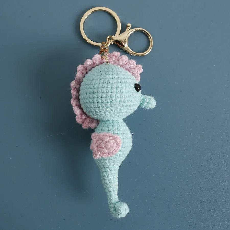 Ocean Series Animal Doll Crochet Keychain Handmaking Knitted Tropical Fish Keyrings Crochet Shark Doll Keychain Custom Accessory