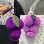 Purple Fluffy Soft Key For Men And Women Chain Rabbit Plush Grape Pendant Grape Car Key Pendant Accessory Wholesale