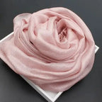 2025 Women's Pure Color Linen Scarf Long Bohemian Beach Wrap Shawl Summer Sunscreen Hijab Stole Versatile Fashion Accessory